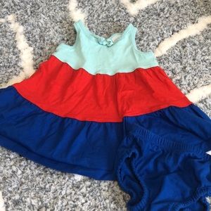 Hanna Andersson red and blue tiered holiday dress